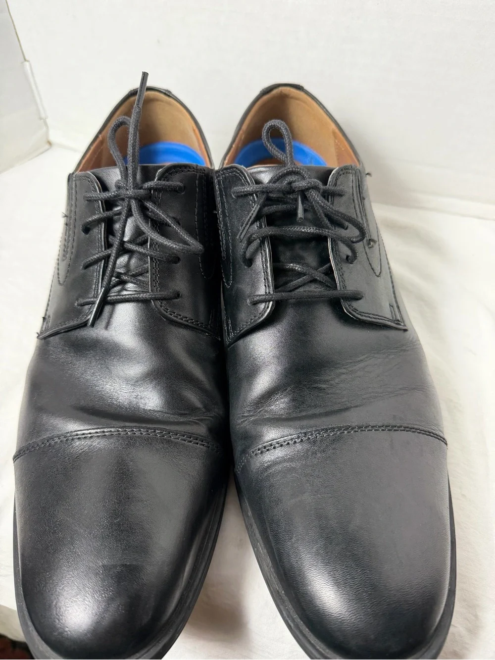 Clarks Black Leather Cap-Toe Lace-Up Loafers Men Dress Shoes size 12